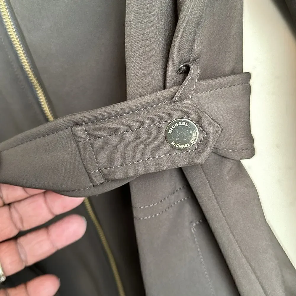 MICHAEL KORS Brown Water Repellent Hooded Coat L